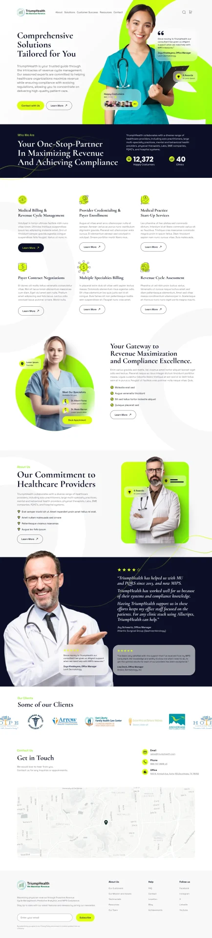 TriumpHealth website design UI showing clean, credible healthcare layout