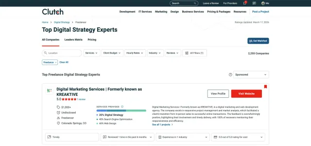 Best Digital Strategy Experts in 2026: Clutch Rankings Reviewed